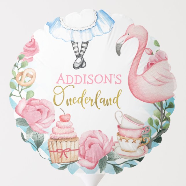 Blue Diamond Alice in Onederland First Birthday Balloon (Back)