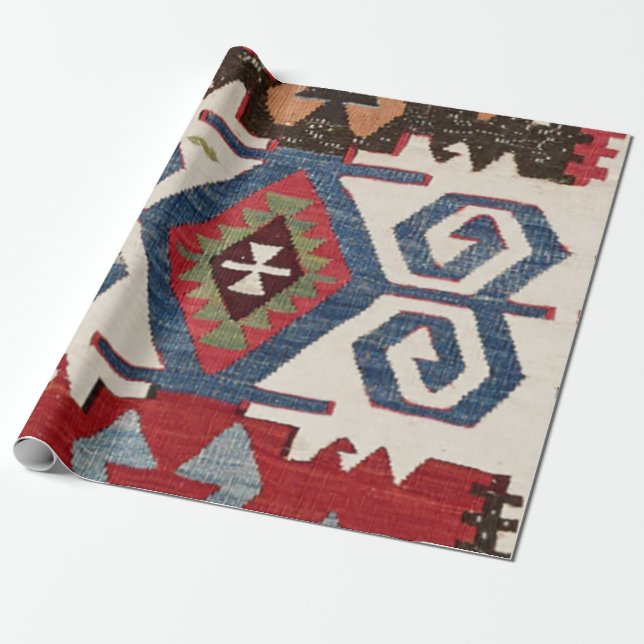 Blue Diamond Arrow Konya // 19th Century Wrapping Paper (Unrolled)