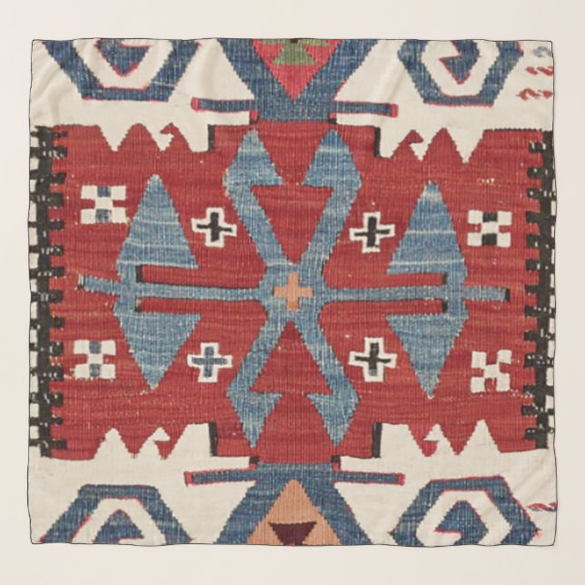 Blue Diamond Arrow Konya II 19th Century Authentic Scarf (Front)