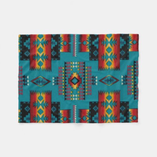blue-diamond-aztec-print-fleece-blanket-zazzle