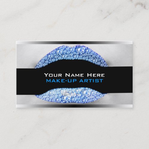 Blue Diamond Bling Make-Up Artist Business Cards