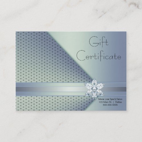 Blue Diamond Business Gift Certificate Cards Business Card