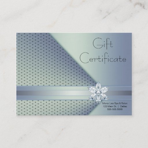 Customizable Blue Diamond Business Gift Certificate Cards Business Card
