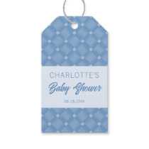 Blue Diamond Chevron Baby Shower Gift Tags