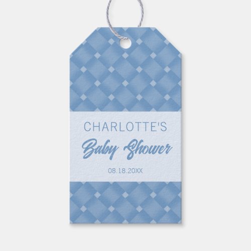Blue Diamond Chevron Baby Shower Gift Tags