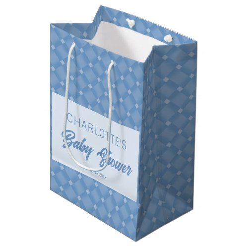 Blue Diamond Chevron Baby Shower Medium Gift Bag