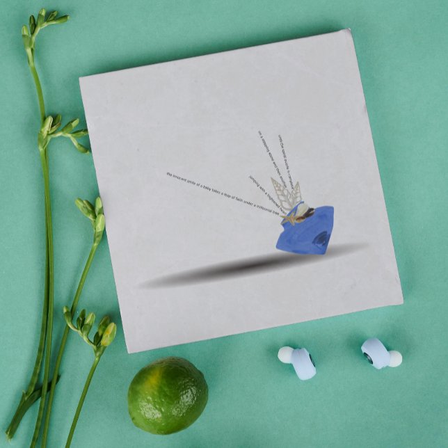 Blue diamond coastal Ikebana time poem art gift Trivet (Creator Uploaded)