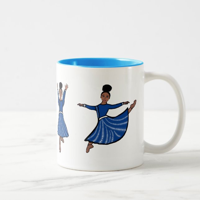 Blue Diamond Dancer #1 Two-Tone Coffee Mug (Right)