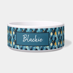 Blue Diamond Dog Food Bowl with Name Custom