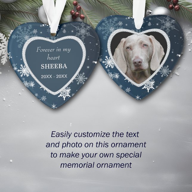 Blue Diamond Frame Snowflake Pet Memorial Ornament (Creator Uploaded)