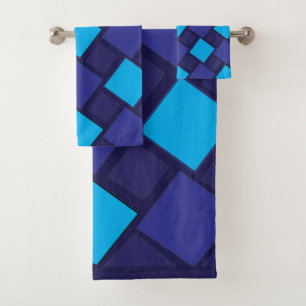 Blue Diamond Geometric Bath Towel Set