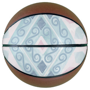 Blue Diamond Geometric Pattern Basketball