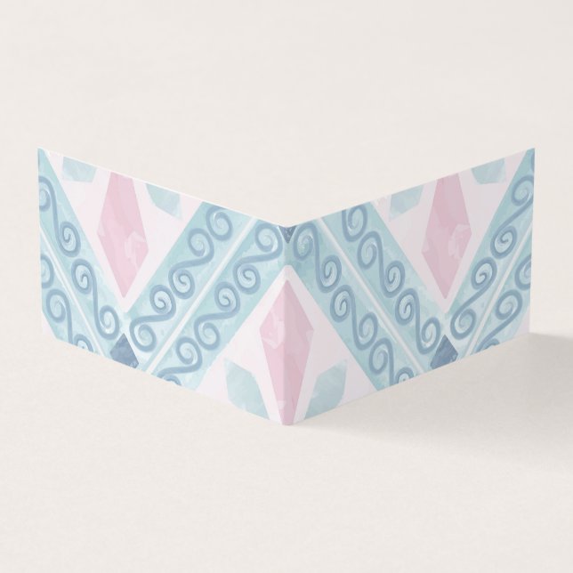 Blue Diamond Geometric Pattern Business Card (Outside)