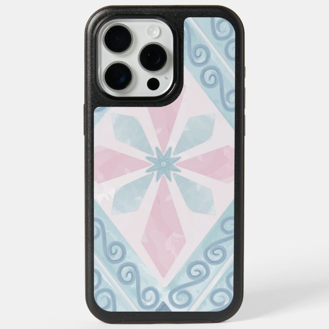 Blue Diamond Geometric Pattern iPhone 15 Pro Max Case (Back)