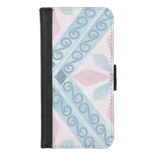 Blue Diamond Geometric Pattern iPhone 8/7 Wallet Case