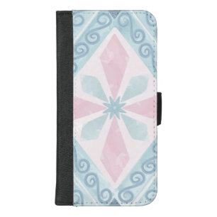 Blue Diamond Geometric Pattern iPhone 8/7 Plus Wallet Case