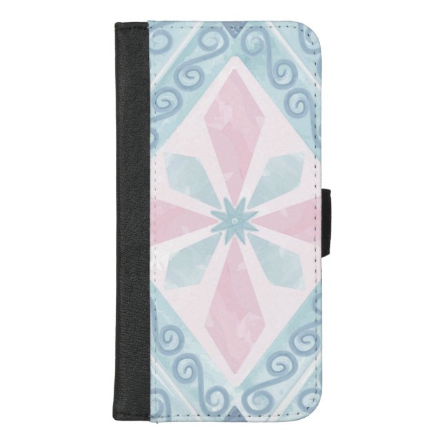 Blue Diamond Geometric Pattern iPhone Wallet Case (Front)