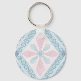 Blue Diamond Geometric Pattern Keychain