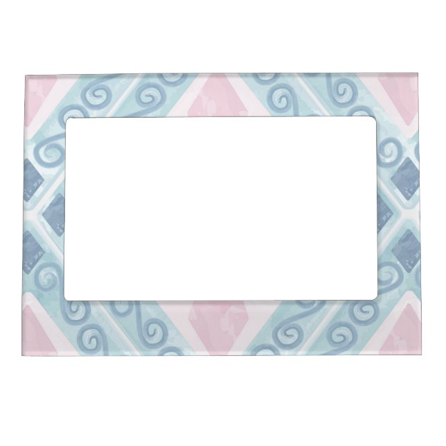 Blue Diamond Geometric Pattern Magnetic Frame (Front)