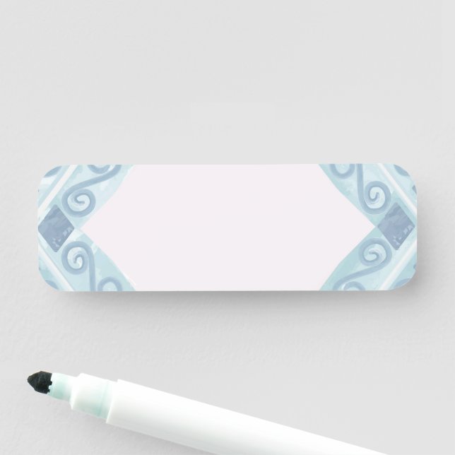 Blue Diamond Geometric Pattern Name Tag (In Situ)