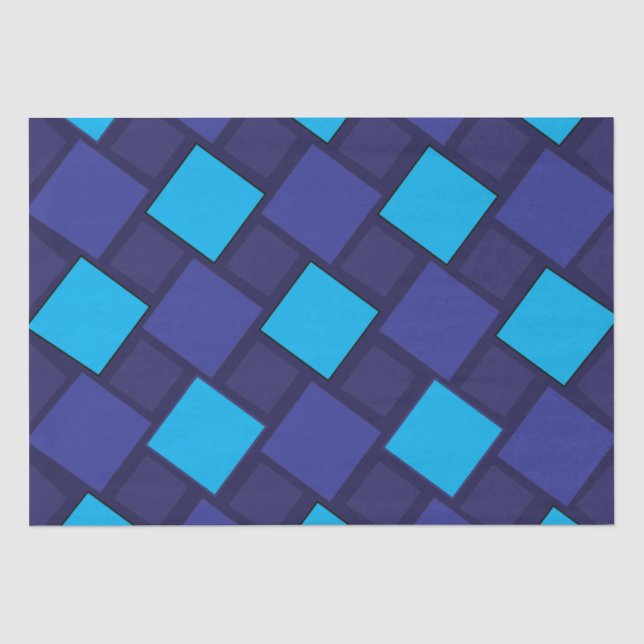 Blue Diamond Geometric Pattern  Tissue Paper (Front)