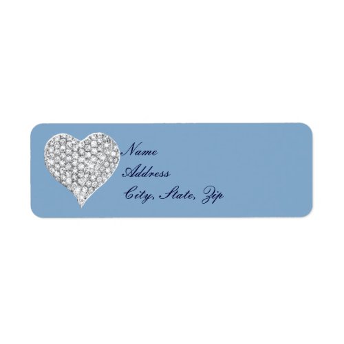 Blue Diamond Heart Address Labels