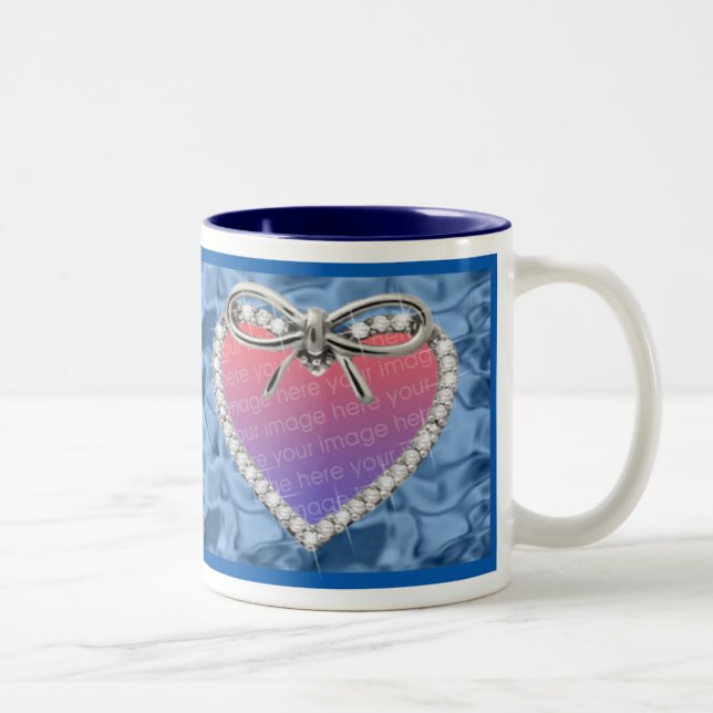 Blue Diamond Heart Frame Mug (Right)
