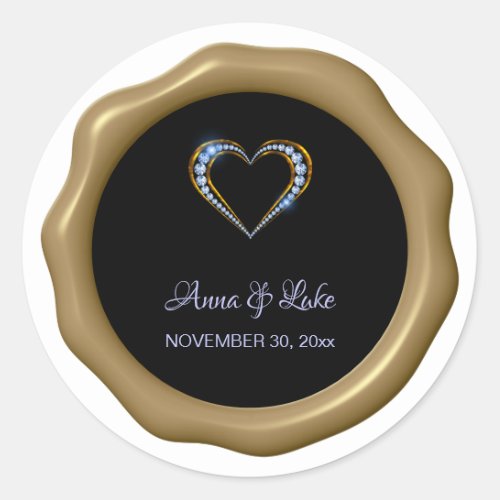  Blue Diamond Heart Wax Seal Wedding