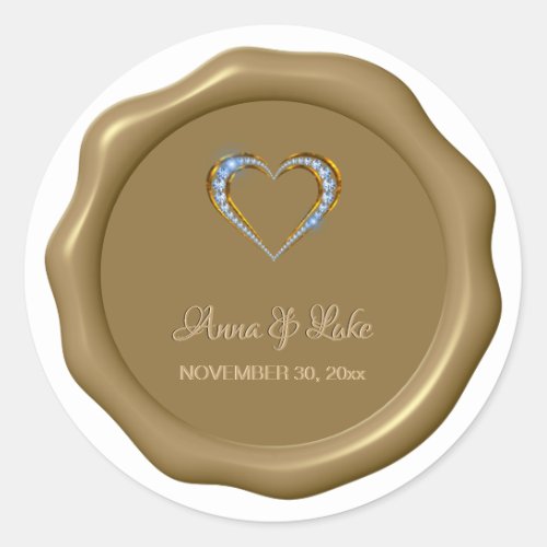  Blue Diamond Heart Wax Seal Wedding