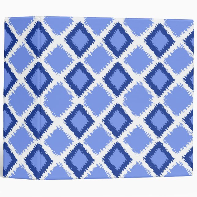 Blue Diamond Ikat Pattern 3 Ring Binder (Front/Spine)