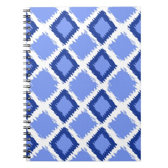 Blue Diamond Ikat Pattern Notebook (Front)