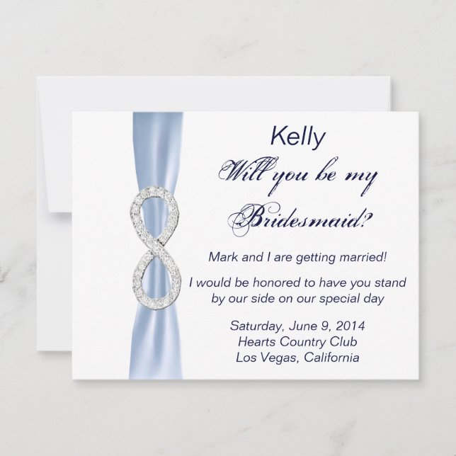 Blue Diamond Infinity Wedding Bridesmaid Card (Front)