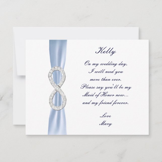 Blue Diamond Infinity Wedding Maid Of Honor Card (Front)