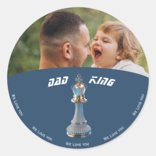 Blue Diamond Metallic King Chess Fathers Day Classic Round Sticker
