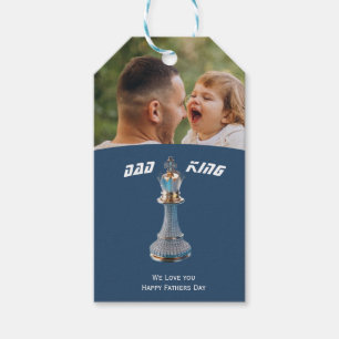 Blue Diamond Metallic King Chess Fathers Day Gift Tags