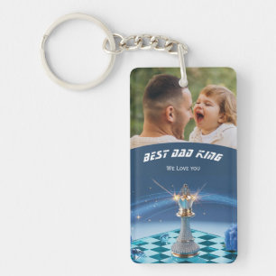 Blue Diamond Metallic King Chess Fathers Day Keychain