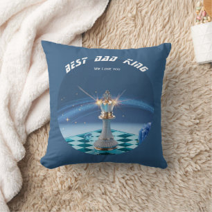 Blue Diamond Metallic King Chess Fathers Day Throw Pillow