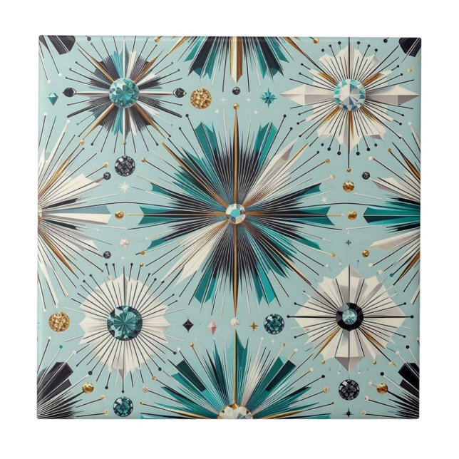 Blue Diamond Mid Century Modern  Ceramic Tile (Front)