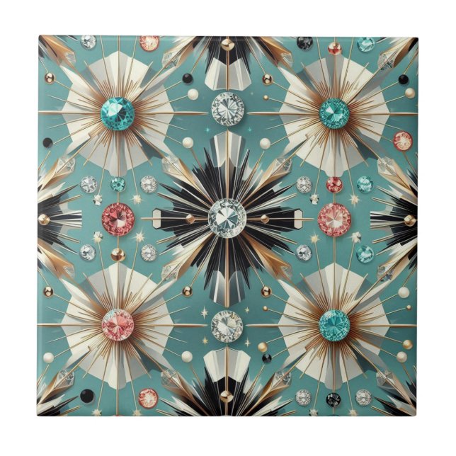 Blue Diamond Mid Century Modern  Ceramic Tile (Front)