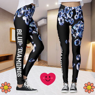 Blue Diamond Modern Trendy Fashion Black Template Leggings