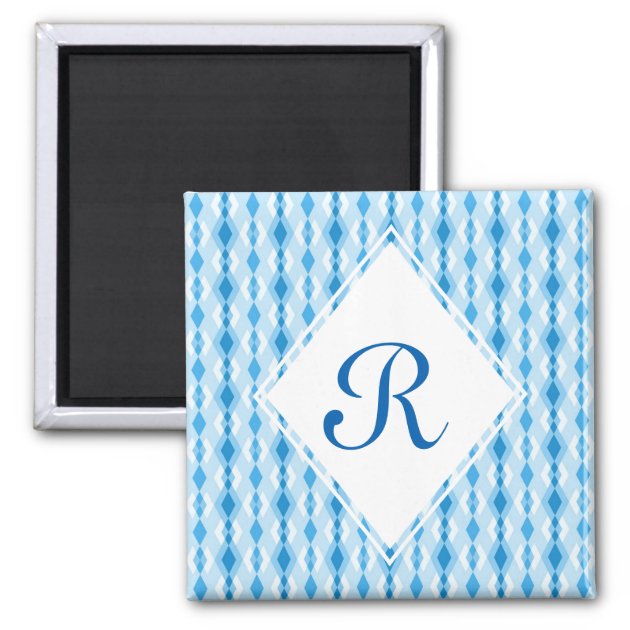 Blue Diamond Monogram Magnet | Zazzle