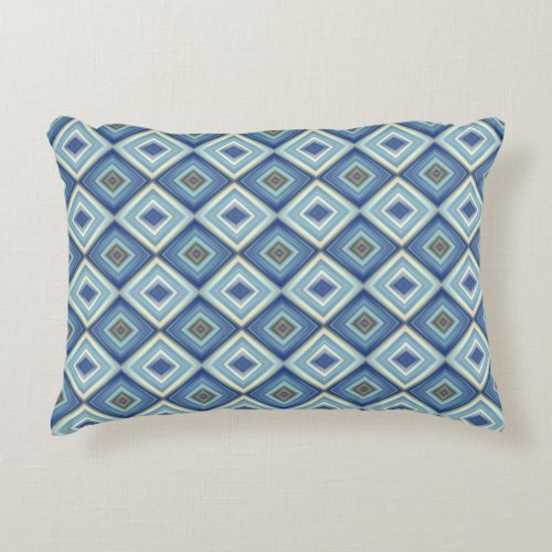 Blue Diamond Pattern Accent Pillow