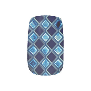 Blue Diamond Pattern Minx Nail Art