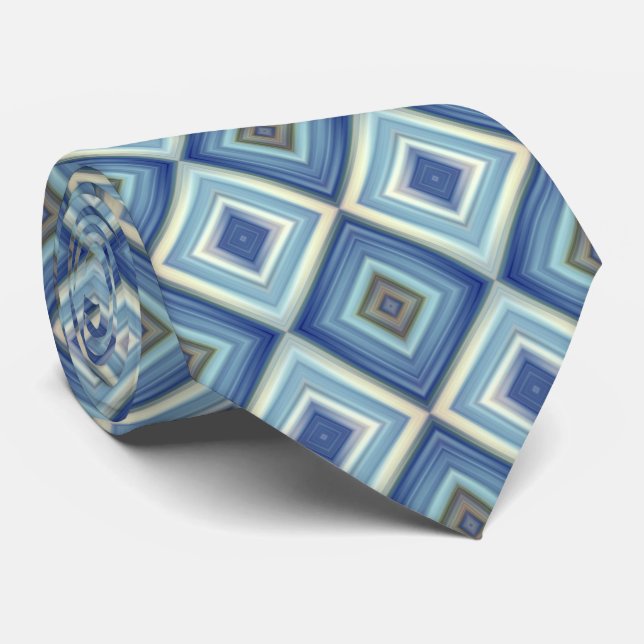 Blue Diamond Pattern Neck Tie (Rolled)