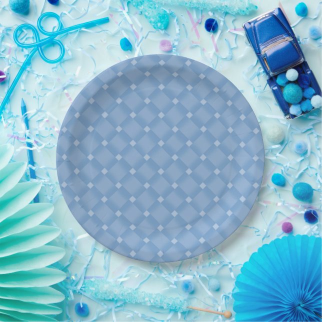 Blue Diamond Pattern Paper Plates (Party)