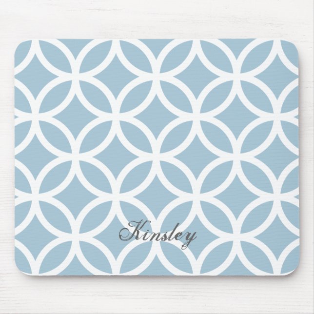 Blue Diamond Pattern Personalized Mousepad (Front)