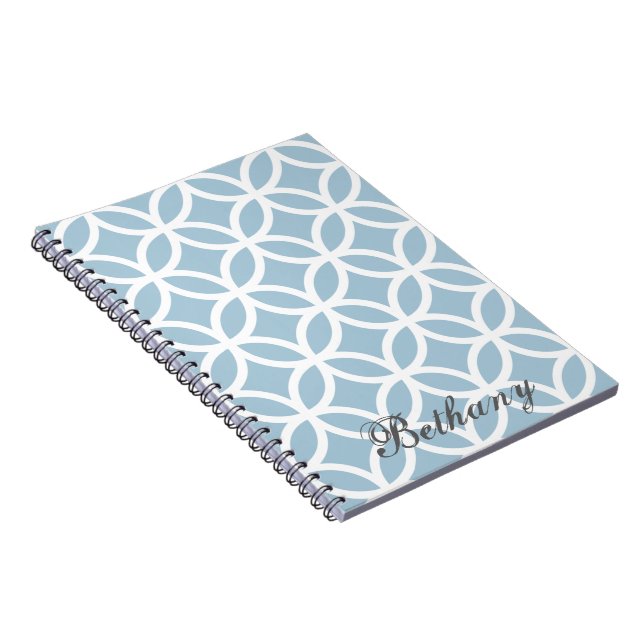 Blue Diamond Pattern Personalized Notebook (Right Side)