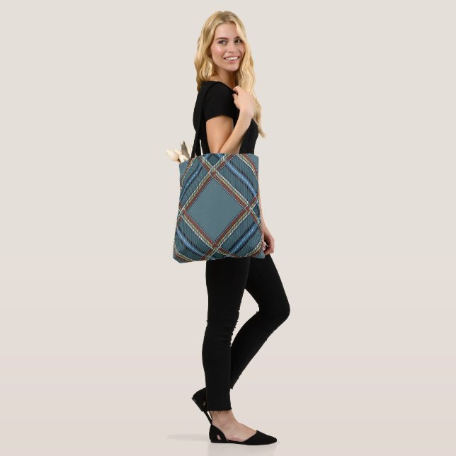 Blue diamond pattern Tartan Tote Bag (On Model)