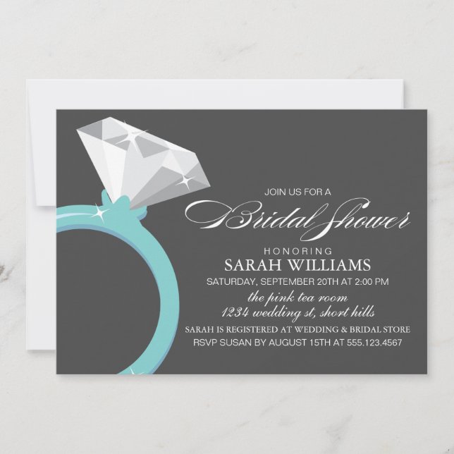 Blue Diamond Ring Bridal Shower Invitation (Front)