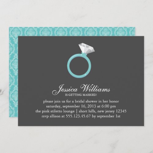 Blue Diamond Ring Bridal Shower Invitation